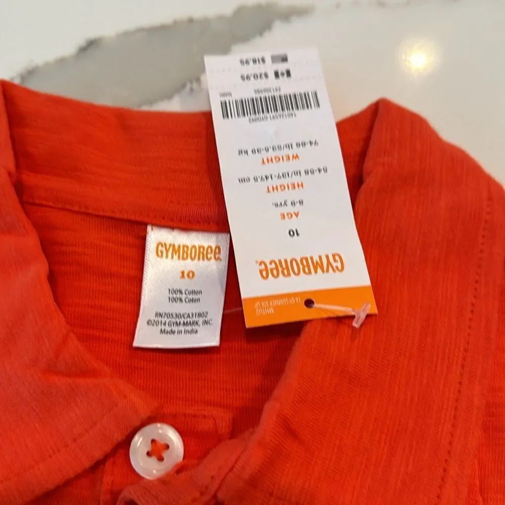 Gymboree Boys Collared Shirt. Size 10. Orange. NWTs. Super soft
